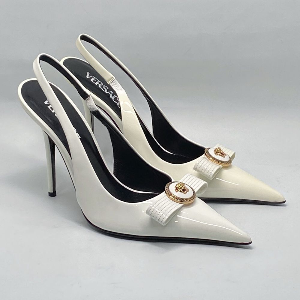 Versace Gianni Ribbon 110mm Slingback Pumps size 37.5